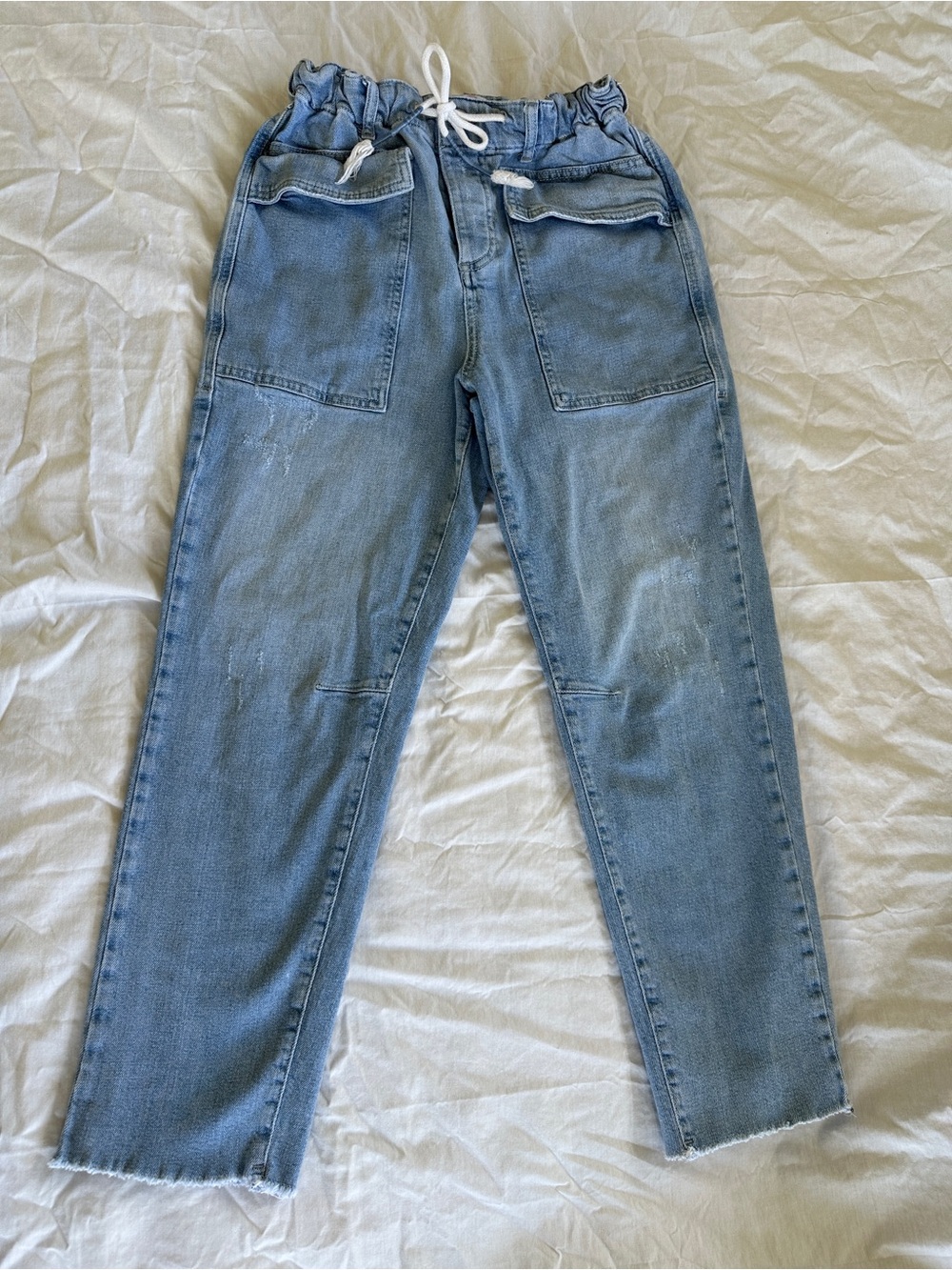 We The Free Light Blue Relaxed Drawstring Women's Jeans